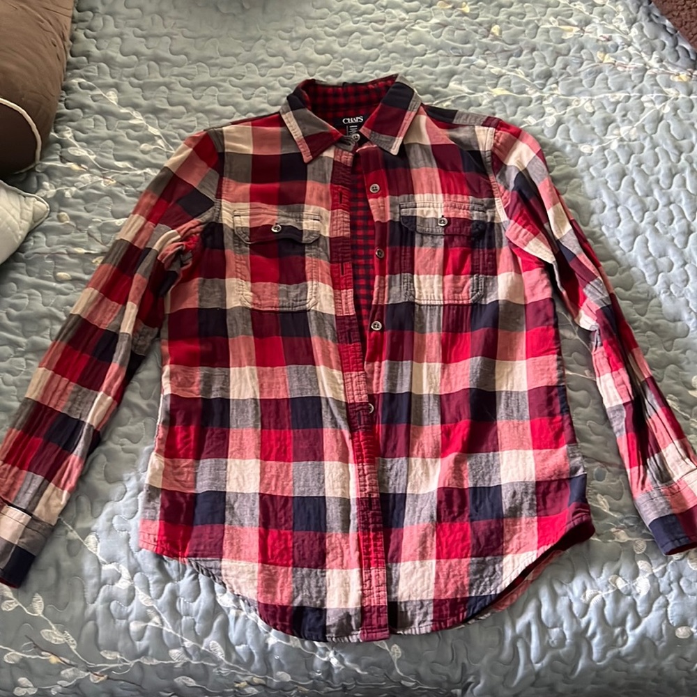 Chaps, size Small red, white, blue flannel